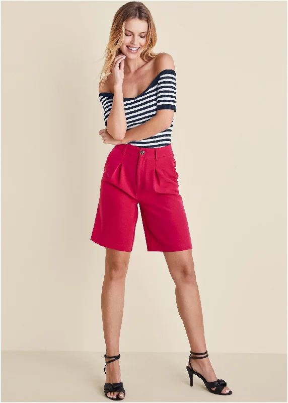 Weekend Bargains Just for You Bermuda Suit Shorts  - Dark Pink