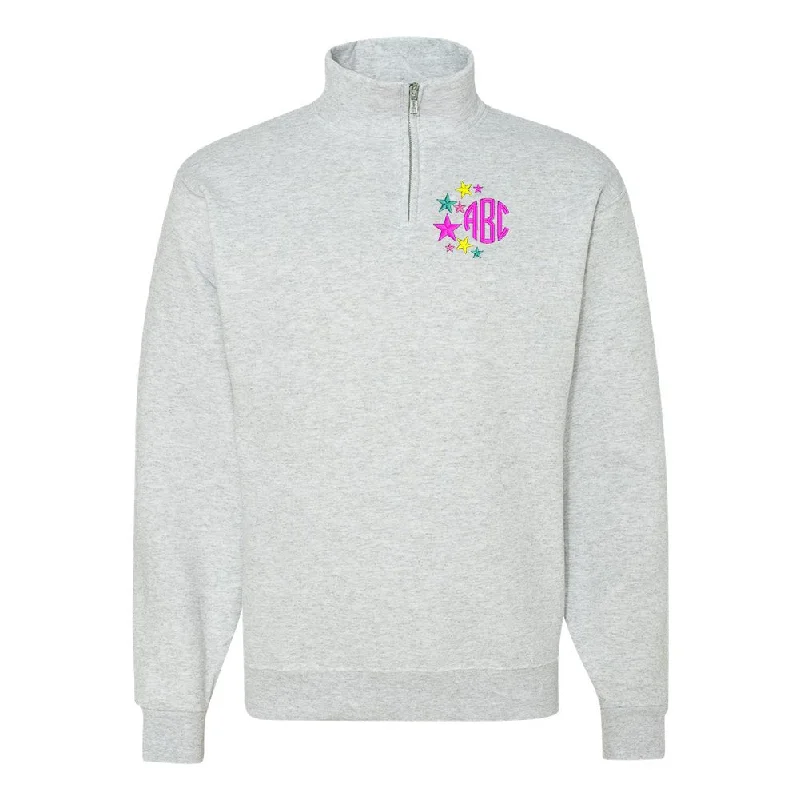 Deal Mania Monogrammed Stars Quarter Zip Sweatshirt