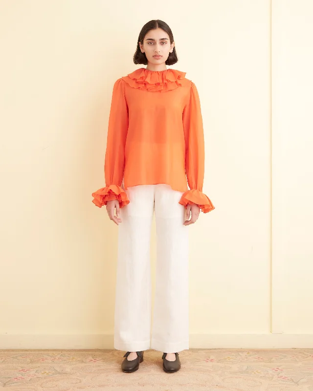 Weekend Bargains Galore Boo Ruffle Blouse - Orange