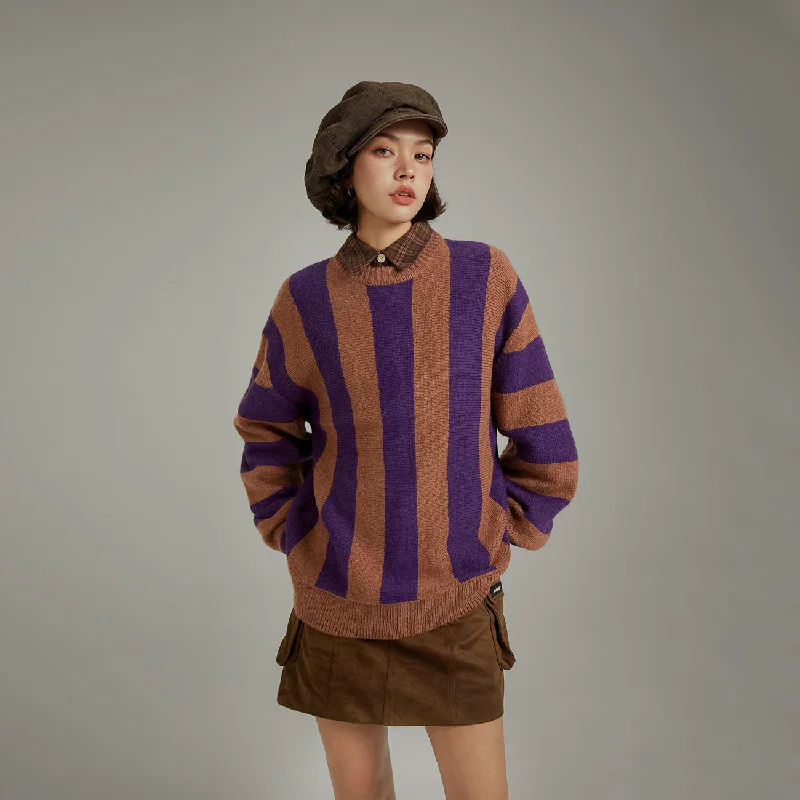 Super Sale Vintage Color Scheme Stripe Knit Sweater