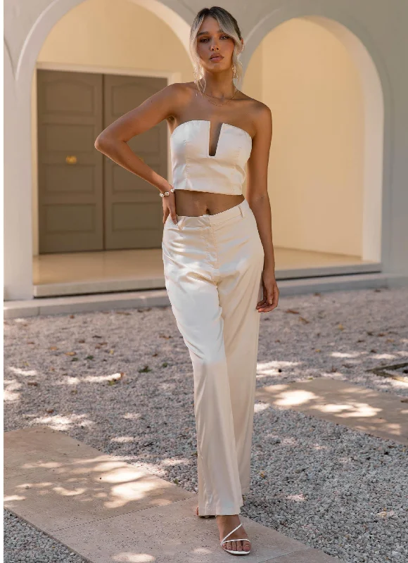 Act Fast The Real Thing Satin Pants - Pearl