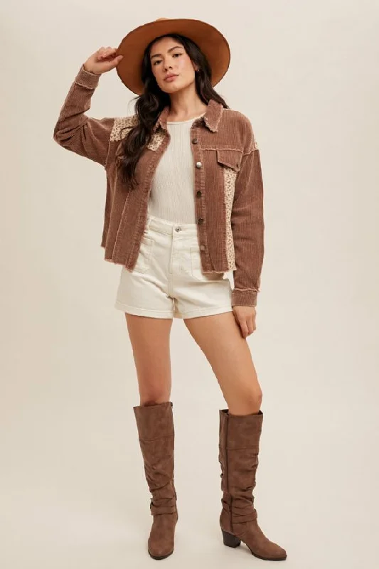 Act Now Washed Corduroy with Ditsy Contrast Jacket