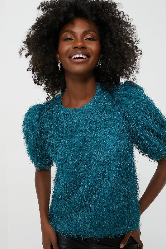 Weekend Shopping Made Better Teal Textured Hope Blouse