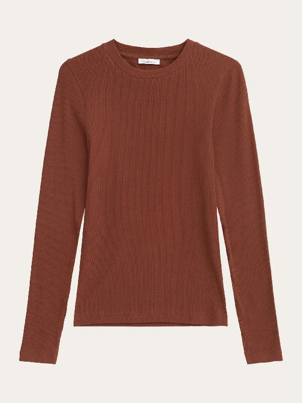 Referral Discount Rib Scoop neck long sleeved - Tiramisu