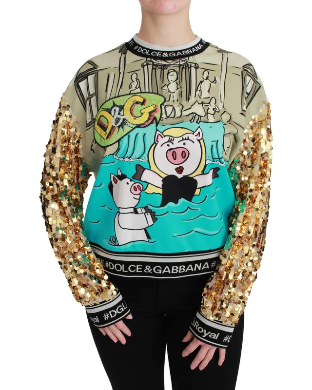 Inventory Reduction Dolce & Gabbana Crewneck Pullover Sweater with Year of the Pig Motive 38 IT Women