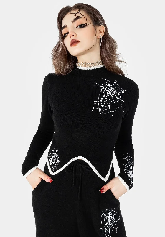 Price Reduction Araneae Embroidered Long Sleeve Knit Jumper