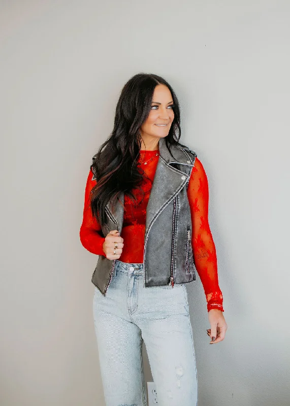 Deal of the Day Roxi Faux Leather Moto Vest