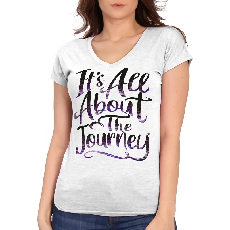 Act Fast Hot Leathers GLC1566 Ladies White It's All About The Journey Short Sleeve V-Neck Shirt