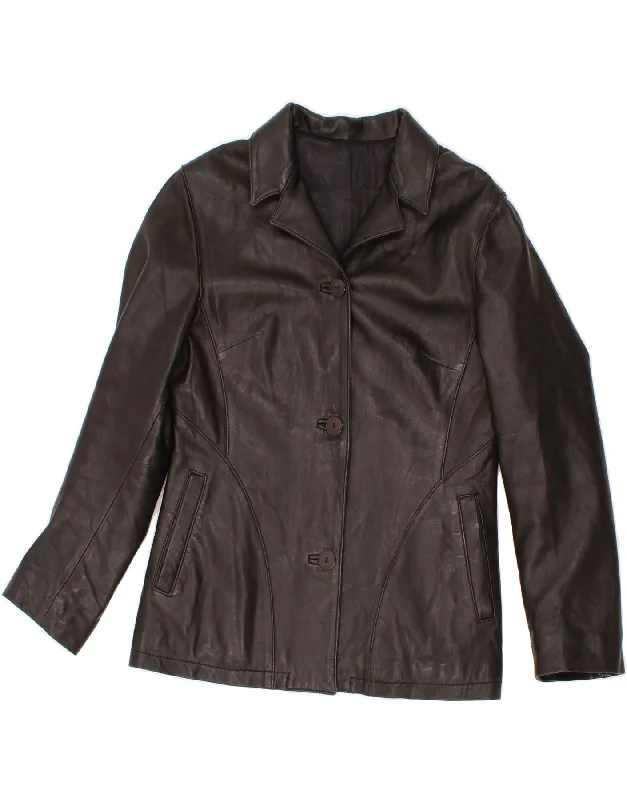 Hurry In VINTAGE Womens Leather Jacket IT 42 Medium Black Leather