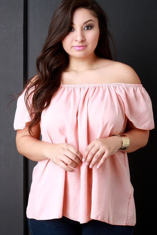 Weekend Deals That Impress Off The Shoulder Petal Sleeves Top