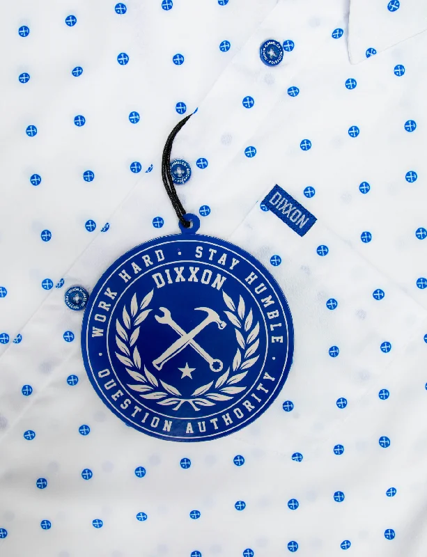 Savings Galore Polkacide Women's Short Sleeve Party Shirt - White Blue