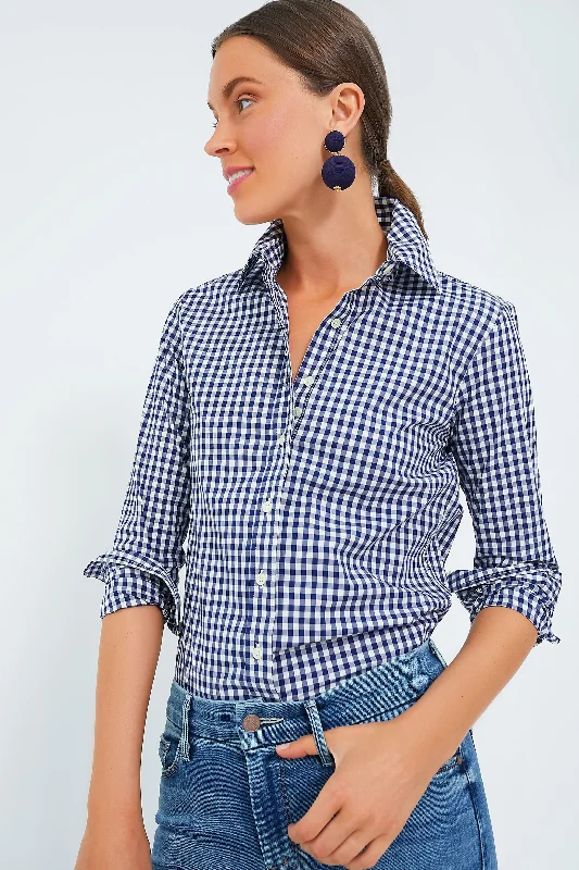 Weekend Discounts to Celebrate Navy Gingham Long Sleeve Icon Shirt