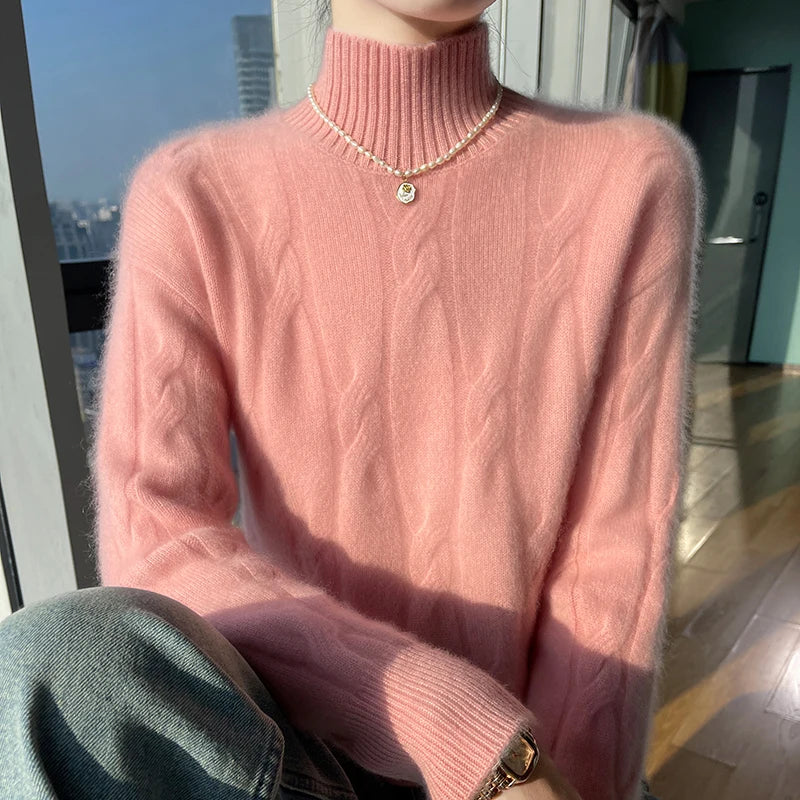 Don't Miss Out Wool Autumn Winter Women's Turtleneck Pullover Solid Color Thick Cashmere Warm Sweater