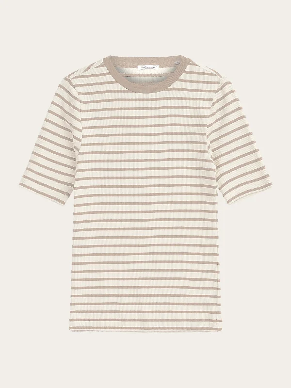 Special Discount Striped rib t-shirt - Beige stripe
