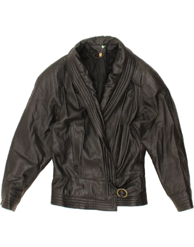 Exclusive Deal VINTAGE Womens Leather Jacket IT 40 Small Black