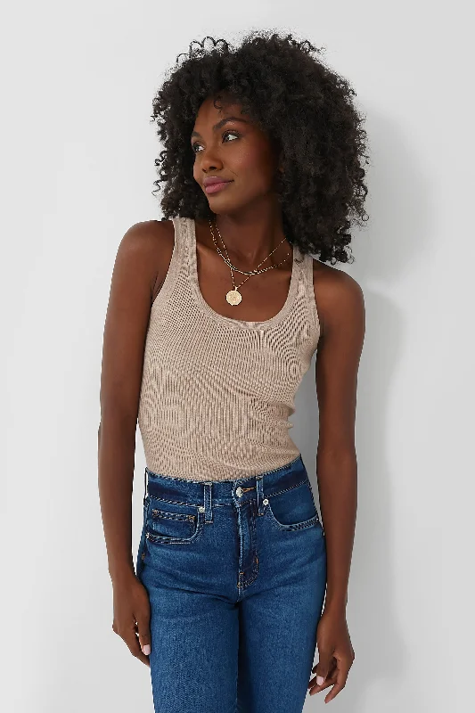 Great Deal Oat Shelby Rib Knit Tank