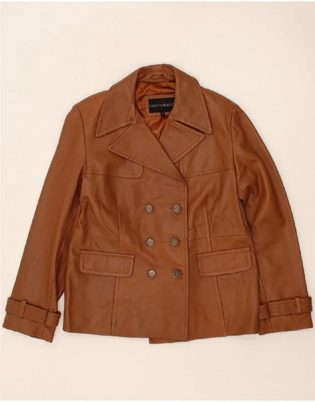 Price Rollback CENTIGRADE Womens Leather Jacket UK 10 Small Brown Leather