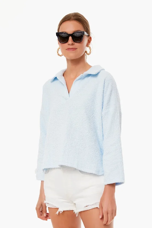 Hot Deal Blue Polo Terry Pullover
