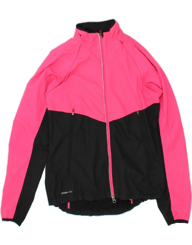 Weekend Bargains to Enjoy NIKE Womens Dri Fit Rain Jacket UK 12/14 Medium Pink Colourblock Polyester