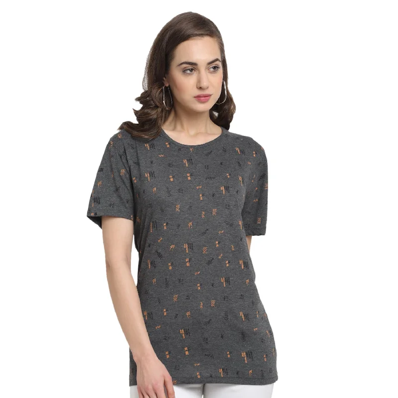 Clearance Event Vimal Jonney Grey Half Sleeve T-shirt For Women's