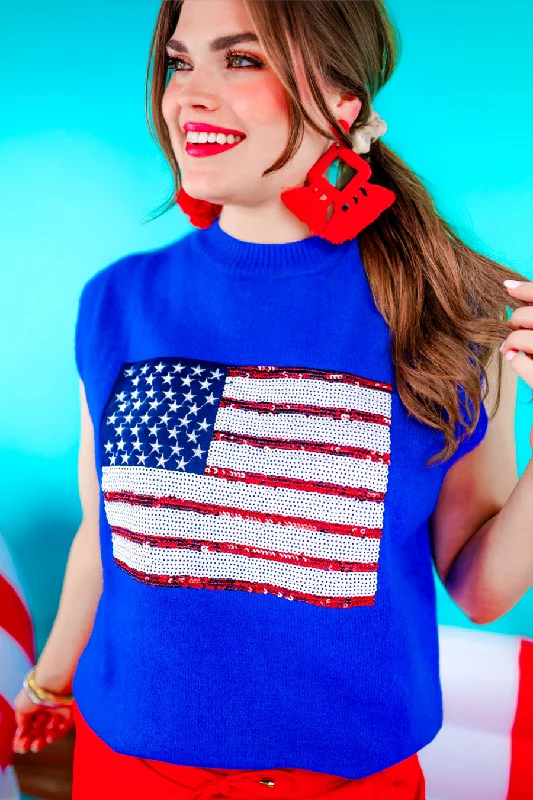 Reduced Rates American Flag Sequin Sweater Vest