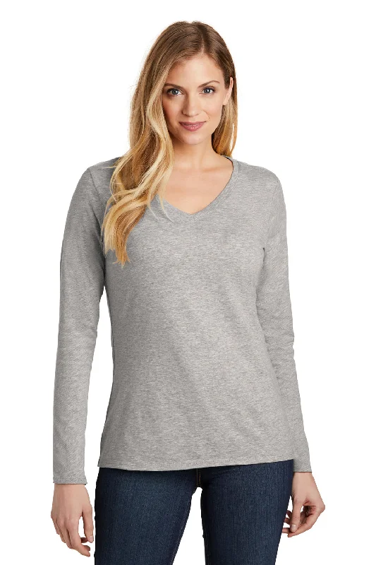 Exclusive Preview District Womens Very Important Long Sleeve V-Neck T-Shirts - Heather Light Grey Exclusive Preview District Womens Very Important Long Sleeve V-Neck T-Shirts - Heather Light Grey