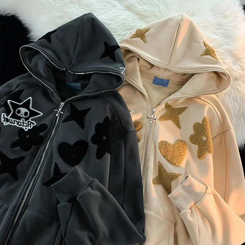 While Supplies Last Gothic Embroidery Oversized Loose Y2K Hoodie