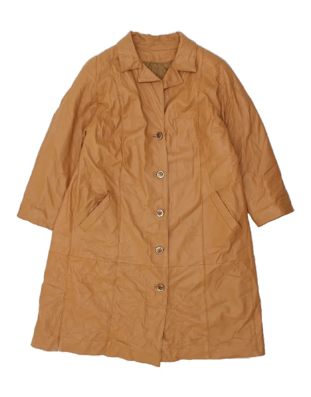 Reduced Rates VINTAGE Womens Leather Coat UK 14 Large Beige