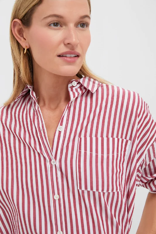Closeout Deal Red Stripe Adair Boyfriend Shirt