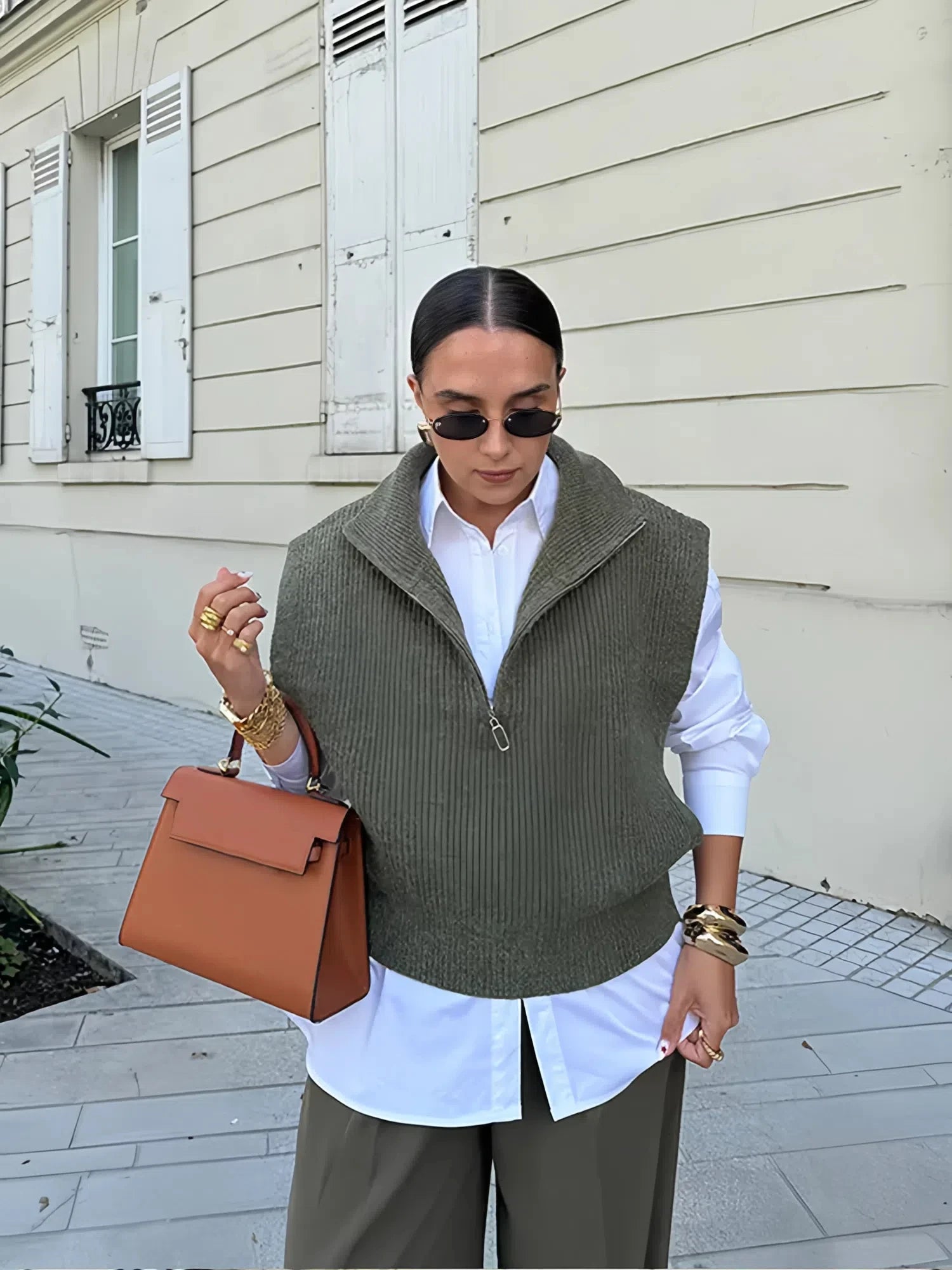 Weekend Deal Fashion Solid Lapel Soft Women's Knit Vest Sleeveless Loose Sweater