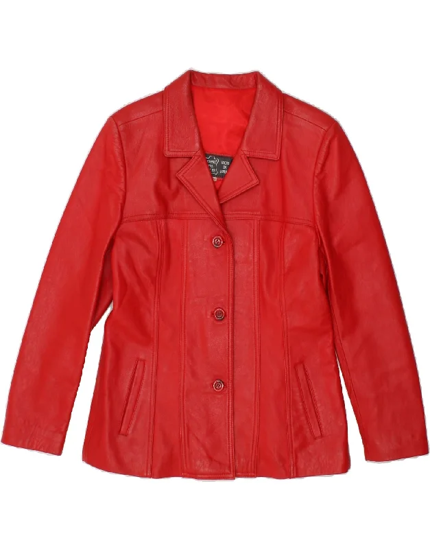 Doorbuster Deal VINTAGE Womens Leather Jacket UK 14 Medium Red Leather
