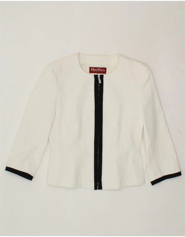 Today's Deal MAX MARA Womens Blazer Jacket UK 10 Small White Cotton