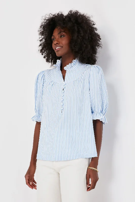Don't Wait Blue Stripe Selena Blouse