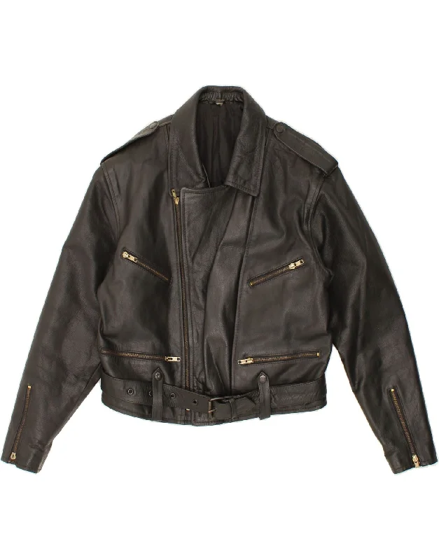 Weekend Deals That Impress VINTAGE Womens Leather Racer Jacket UK 14 Medium Black Leather
