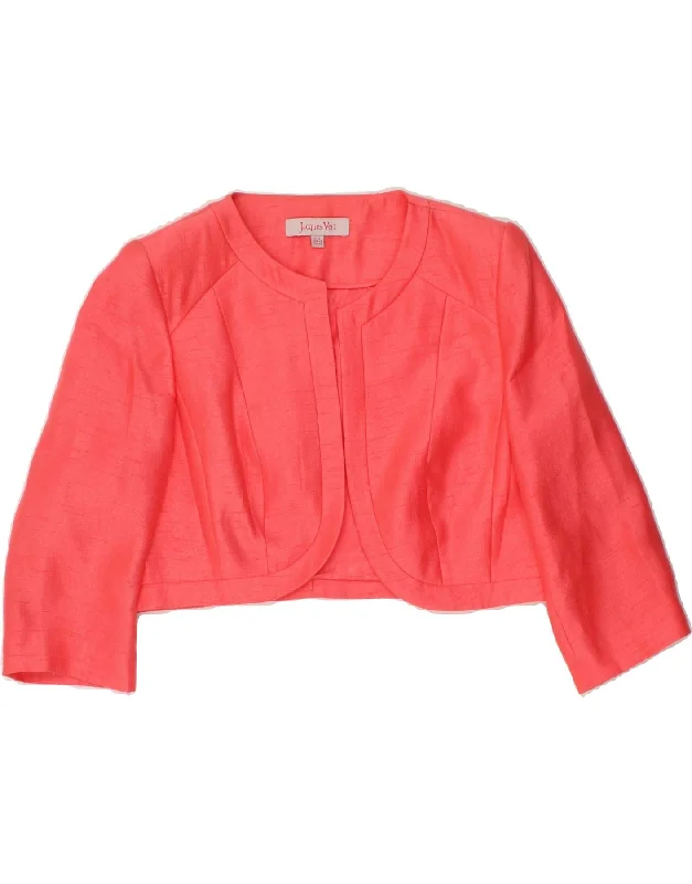 Closeout Deal JACQUES VERT Womens 3/4 Sleeve Bolero Jacket UK 16 Large Pink Polyester
