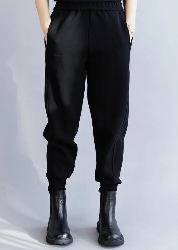 Markdowns Classy Black Asymmetrical Pockets beam pants Spring