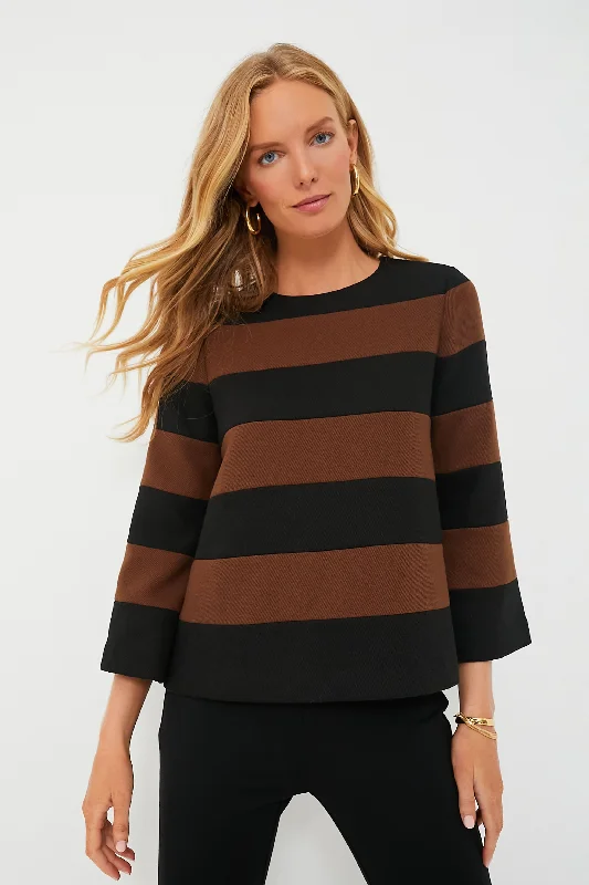 Weekend Deals to Make You Happy Black and Brown Striped Mia Blouse